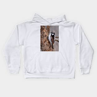 Cinnamon coloured Downy woodpecker Kids Hoodie